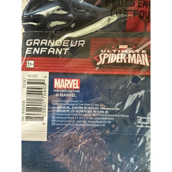 Marvel Ultimate Spider Man Muscle Shirt Boys One Size 6+ Superhero Costume - Picture 5 of 7